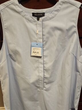 NWT St. John Pale Blue L Sleeveless Blouse